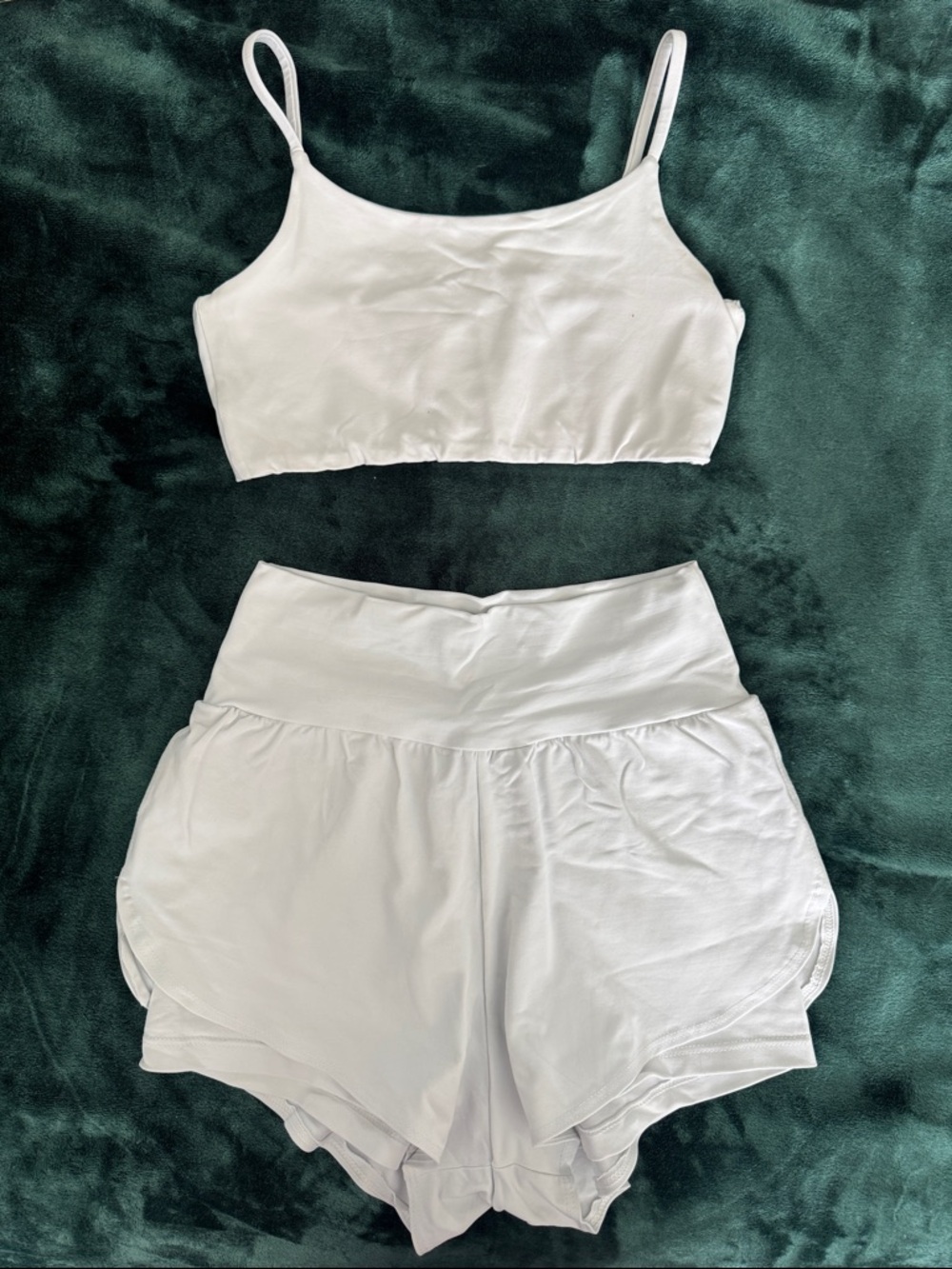 White Crop Tank Top and High-Waist Layered Shorts Set